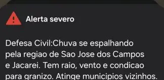 São José tem alerta para chuva com raios, vento e possibilidade de granizo nesta segunda
