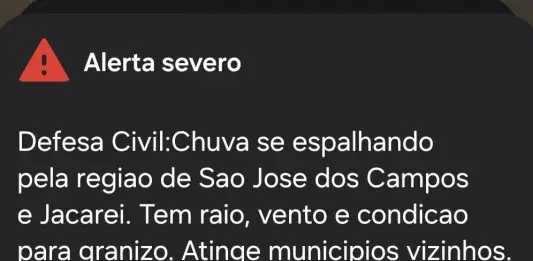 São José tem alerta para chuva com raios, vento e possibilidade de granizo nesta segunda